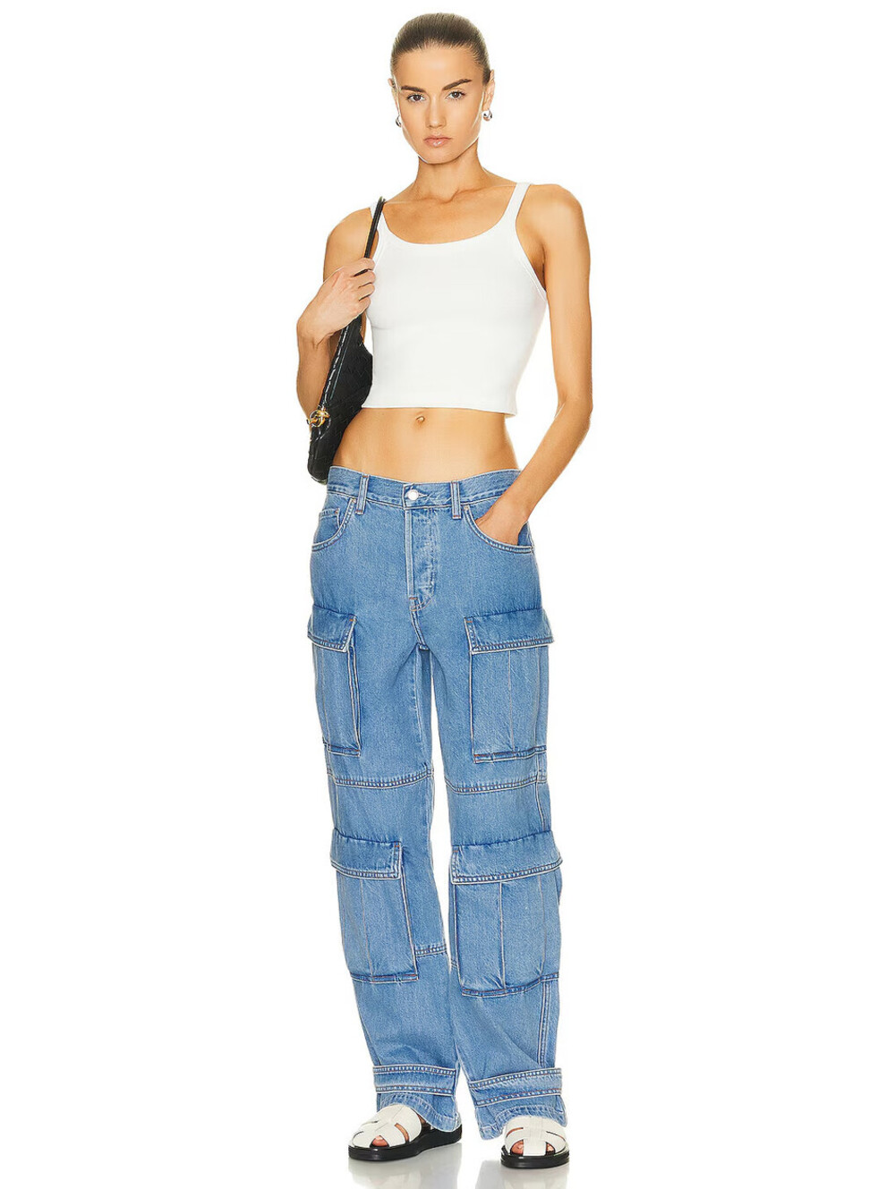 NWT GRLFRND Lex Cargo Jean in San Vincente blue SZ 28 $245 msrp